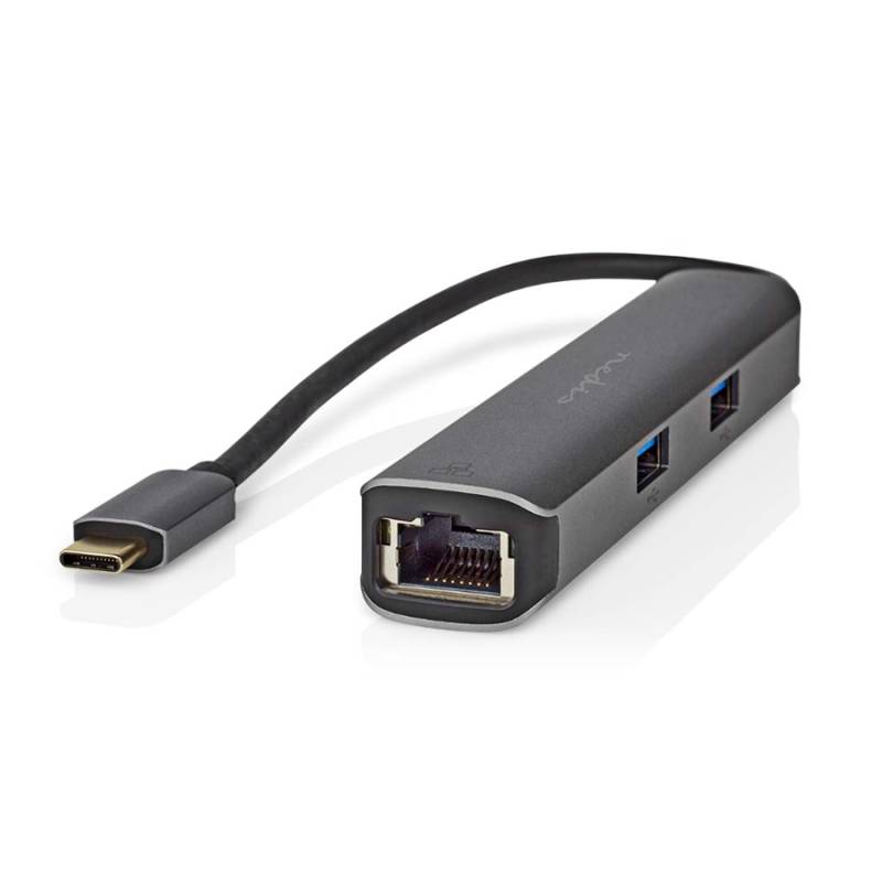 Nedis USB Multi-Port-Adapter USB 3.2 Gen1 5-in-1 - USB-C™ Stecker, HDMI™ Buchse, RJ45 Buchse, 3x USB-A Buchse, 5 Gbps, grau von Nedis