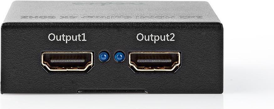 Nedis VSPL3472AT. Video Porttyp: HDMI, Teilnehmerausgang: 2x HDMI. Produktfarbe: Schwarz, Gehäusematerial: Metall, HD-Typ: 4K Ultra HD. AC Eingangsspannung: 5 V, Eingangsstrom: 1 A, Stromverbrauch (max.): 5 W. Breite: 60 mm, Tiefe: 70 mm, Höhe: 20 mm. Menge pro Packung: 1 Stück(e), Verpackungsart: Box (VSPL3472AT) Nedis VSPL3472AT. Video Porttyp: HDMI, Teilnehmerausgang: 2x HDMI. Produktfarbe: Schwarz, Gehäusematerial: Metall, HD-Typ: 4K Ultra HD. AC Eingangsspannung: 5 V, Eingangsstrom: 1 A, Stromverbrauch (max.): 5 W. Breite: 60 mm, Tiefe: 70 mm, Höhe: 20 mm. Menge pro Packung: 1 Stück(e), Verpackungsart: Box (VSPL3472AT) von Nedis