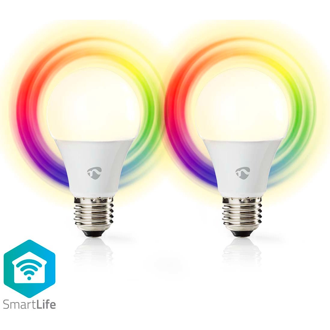 Nedis WIFILRC20E27 Smartlife Multicolour 9W LED Bulb (E27 Fitting, Pack of 2) von Nedis