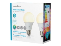 Nedis Wi-Fi Smart - LED-Glühbirne - Form: A60 - E27 - 6 W (entspricht 40 W) - Klasse G - RGB/warmweiß/weißes Licht - 2700 K (2er Pack) von Nedis