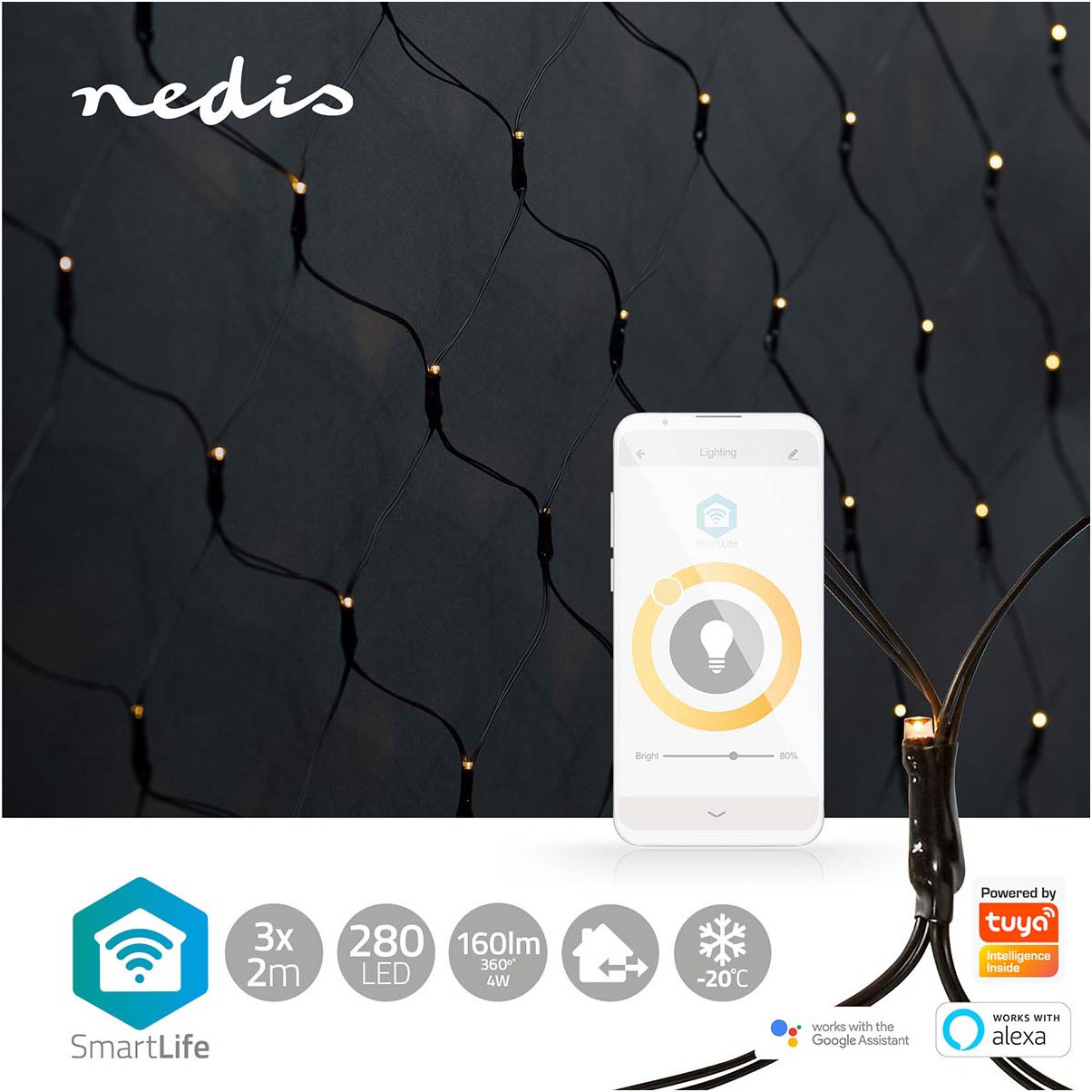 WIFILXN01W280 Weihnachtsbel.-Netz warmweiß WIFILXN01W280 Weihnachtsbel.-Netz warmweiß von Nedis
