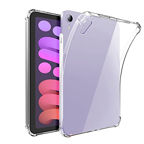 Neepanda Transparente Schutzhülle für iPad Mini 6 (8.3 Zoll, 2021) mit Stifthalter, unterstützt Apple Pencil 2nd Gen Ladevorgang, Anti-Vergilbung, Soft TPU Back Cover für iPad Mini 6th Generation von Neepanda