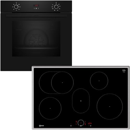 NEFF BX38IB Einbau-Herd-Set N30, Integrierbare Herd-Kochfeld-Kombination 60 cm breit, CircoTherm, Schnellaufheizung, LED-Display, Twist Touch, Home Connect, Schwarz von Neff