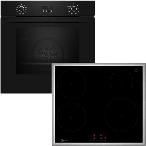 NEFF BX46PIB Einbau-Herd-Set N30, Integrierbare Herd-Kochfeld-Kombination 60 cm breit, CircoTherm, Pyrolyse, LED-Display, Touch Control, Powerstufe, Bräterzone Schwarz von Neff