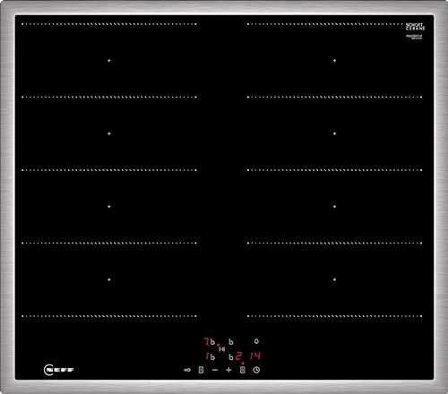 NEFF M66SBX1L0 Induktionskochfeld N50, herdgesteuertes Glaskeramik-Kochfeld 60 cm breit, Flex Induction, Powerstufe, Flexzone, aufliegend, Schwarz von Neff