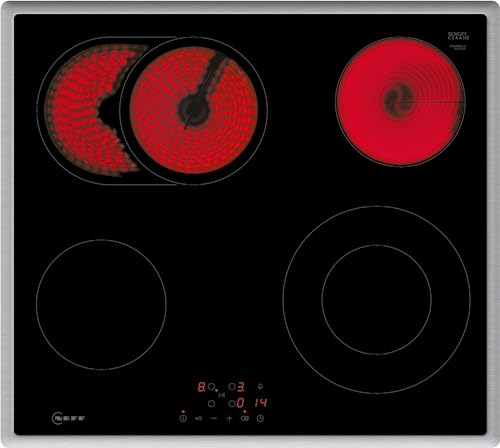 NEFF T16SBN1L0 Elektrokochfeld N50, autarkes Glaskeramik-Kochfeld 60 cm breit, Touch Control, Bräterzone, 2-stufige Restwärmeanzeige, aufliegend, Schwarz von Neff