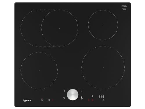 NEFF T56PTF1L0 Induktionskochfeld N90, autarkes Glaskeramik-Kochfeld 60 cm breit, Twist Pad, Home Connect, Smart Hood Automatic, Powerstufe, flächenbündig, Schwarz von Neff