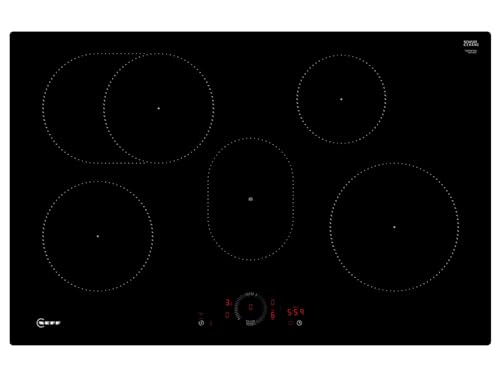 NEFF T58PHF1L0, N 70, Induktionskochfeld, autarkes Glaskeramik-Kochfeld 80 cm breit, Twist Touch, Home Connect, Smart Hood Automatic, Powerstufe, flächenbündig, Schwarz von Neff