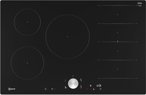 NEFF T68PTV4L0 Induktionskochfeld N90, autarkes Glaskeramik-Kochfeld 80 cm breit, Twist Pad, Flex Induction, Home Connect, Smart Hood Automatic, flächenbündig, Schwarz von Neff