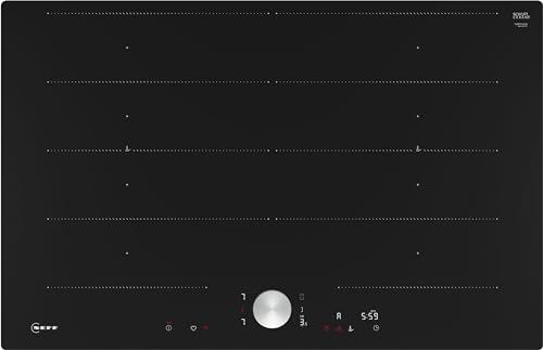 NEFF T68PTY4L0 Induktionskochfeld N90, autarkes Glaskeramik-Kochfeld 80 cm breit, Twist Pad, Flex Induction, Home Connect, Smart Hood Automatic, flächenbündig, Schwarz von Neff