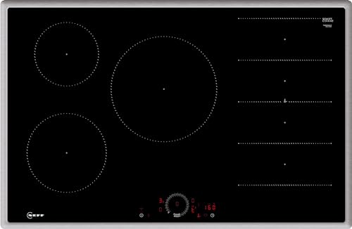 NEFF T68SHV4L0 Induktionskochfeld N70, autarkes Glaskeramik-Kochfeld 80 cm breit, Twist Touch, Flex Induction, Home Connect, Smart Hood Automatic, aufliegend, Schwarz von Neff