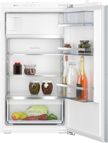 Neff, KI2322FE0, Einbaukühlschrank mit Gefrierfach, N50, EEK E, 102,5x56 cm (HxB), Kühlen 132 l, Gefrieren 15l, 35dB, LED Beleuchtung, Fresh Safe, Eco Air Flow,Flachscharnier, Made in Germany, Weiß von Neff