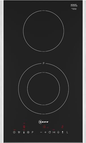 Neff, T13TDF9L8, Domino Kochfeld, N70, Breite 30 cm, Autarkes Elektro-Kochfeld, TouchControl Bedienung, Schwarz mit Rahmen aufliegend von Neff