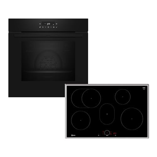 Neff Set BTX48PIB bestehend aus B2CCJ7AK0 Einbaubackofen mit CircoTherm, 60x60 cm, Schwarz, N 30 und T58SHF1L0 autarkes Induktionskochfeld, 80 cm, Schwarz, mit Rahmen aufliegend, N 70 von Neff