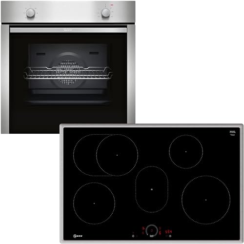 Neff Set BX18I bestehend aus B1DCA0AN0 Einbaubackofen mit CircoTherm, 60 x 60 cm, Edelstahl, N 30 und T58SHF1L0 autarkes Induktionskochfeld, 80 cm, Schwarz, N 70 von Neff