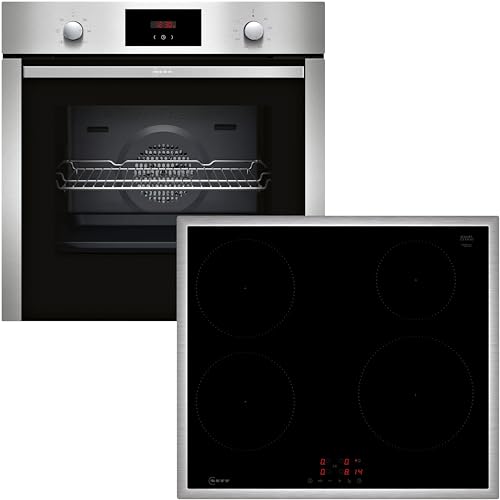 Neff Set BX36I bestehnd aus B1CCC0AN0 Einbaubackofen mit CircoTherm, 60 x 60 cm, Edelstahl, N 30 und T46SBE1L0 autarkes Induktionskochfeld, 60 cm, Schwarz, N 50 von Neff