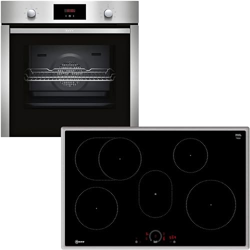 Neff Set BX38I bestehend aus B1CCC0AN0 Einbaubackofen mit CircoTherm, 60 x 60 cm, Edelstahl, N 30 und T58SHF1L0 autarkes Induktionskochfeld, 80 cm, Schwarz, mit Rahmen aufliegend, N 70 Neff Set BX38I bestehend aus B1CCC0AN0 Einbaubackofen mit CircoTherm, 60 x 60 cm, Edelstahl, N 30 und T58SHF1L0 autarkes Induktionskochfeld, 80 cm, Schwarz, mit Rahmen aufliegend, N 70 von Neff