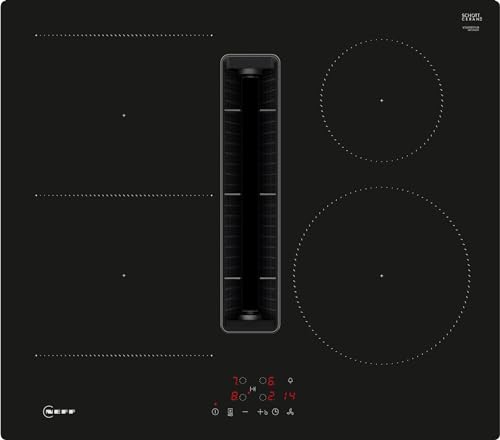Neff V56NBS1L0 Induktionskochfeld mit integriertem Kochfeldabzug N50, Flexibles Glaskeramik-Kochfeld mit Dunstabzug, 60 cm breit, EfficientDriveMotor, Powerstufe, Schwarz von Neff