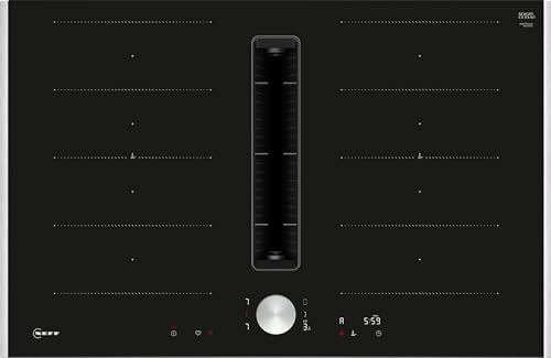 Neff V68TTX4L0 Induktionskochfeld mit integriertem Kochfeldabzug N90, Flexibles Glaskeramik-Kochfeld mit Dunstabzug, 80 cm breit, TwistPad, Flex Induction, Schwarz von Neff