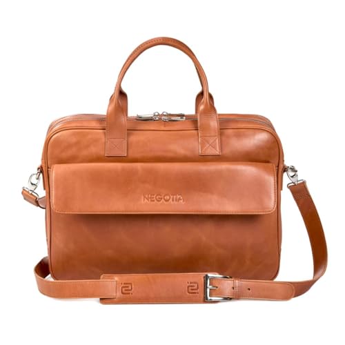 NEGOTIA Alpha Laptoptasche 15,6 Zoll, Premium Laptop Tasche aus Vollnarbenleder, Business Laptoptasche 15.6 Zoll, Robuste mit Schultergurt, Braun NEGOTIA Alpha Laptoptasche 15,6 Zoll, Premium Laptop Tasche aus Vollnarbenleder, Business Laptoptasche 15.6 Zoll, Robuste mit Schultergurt, Braun von Negotia