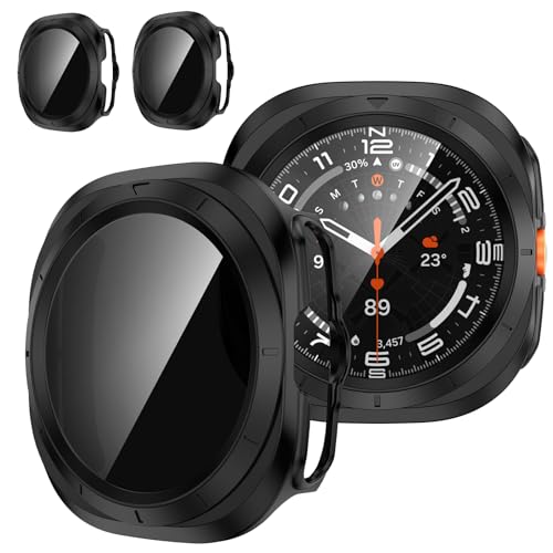 Neitra 【2 Stück】 Privatsphäre Hülle für Samsung Galaxy Watch Ultra 47mm Schutzhülle mit Anti-Spy Glass Displayschutzfolie, Hart PC Voller Körper Kratzfest Gehäuse Cover für Galaxy Watch Ultra 47mm von Neitra