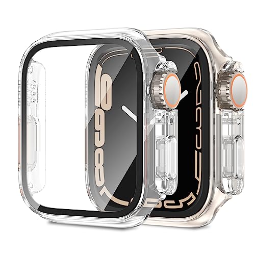 [2Stück] Neitra für Apple Watch Schutzhülle Serie 6/5/4/SE 2023 40mm Zubehör, Hart PC Gehäuse Eingebaute Displayschutzfolie aus gehärtetem Glas Stoßfänger Front Abdeckung von Neitra