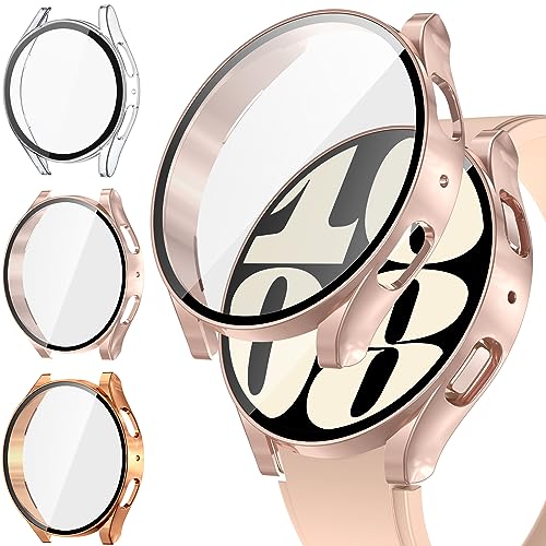 Neitra [3 Stück] Schutzhülle für Samsung Galaxy Watch 6 2023 40mm mit Glass Displayschutzfolie, Harte PC Hoch Empfindlichkeit Voller Körper Kratzfest Gehäuse Cover für Galaxy Watch6 von Neitra