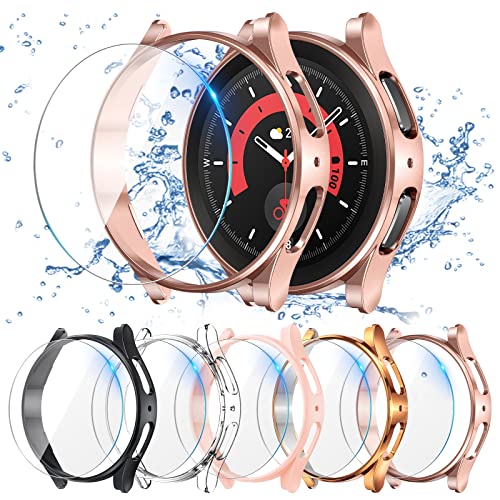 [5+5Stück]Neitra für Samsung Galaxy Watch 5 Pro Schutzhülle + Displayschutzfolie 45mm Hülle, 5 Kratzfest Schutzfolie und 5 Hart PC Bumper Case Ultradünne Stoßfänge Gehäuse Cover für Galaxy Watch 5Pro von Neitra