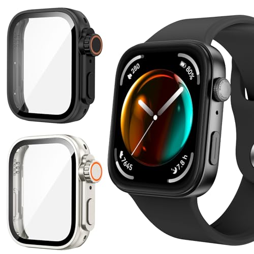 Neitra [2 Stück] Hülle für Huawei Watch Fit 3, Hart PC Bumper Case mit HD Gehärtetes Glas Displayschutz Folie, Vollständige Abdeckung Kratzfest Ultradünn Schutzhülle für Huawei Watch Fit 3 von Neitra
