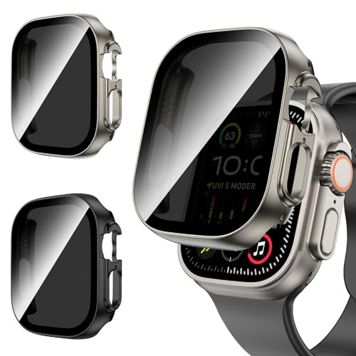 Neitra 2 Stück Privatsphäre Hülle für Apple Watch Ultra 2/Ultra Schutzhülle mit Anti-Spy HD Gehärtetes Displayschutz Folie, Hart PC Voller Körper Kratzfest Gehäuse Cover für Apple Watch Ultra 49mm Neitra 2 Stück Privatsphäre Hülle für Apple Watch Ultra 2/Ultra Schutzhülle mit Anti-Spy HD Gehärtetes Displayschutz Folie, Hart PC Voller Körper Kratzfest Gehäuse Cover für Apple Watch Ultra 49mm von Neitra
