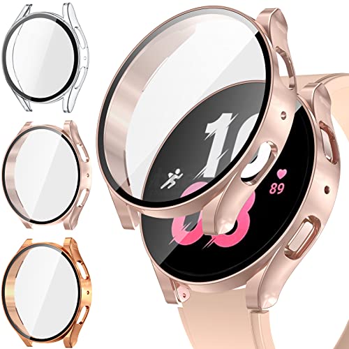 Neitra [3 Stück] Hülle für Samsung Galaxy Watch 5 2022 & 4 2021 40mm Schutzhülle mit Glass Displayschutzfolie, Hart PC Voller Körper Kratzfest Gehäuse Cover für Galaxy Watch5 Watch4 von Neitra