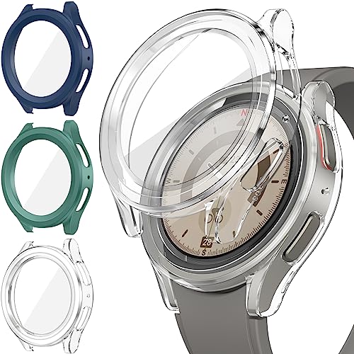 Neitra [3 Stück] Hülle für Samsung Galaxy Watch 5 Pro Schutzhülle mit Glass Displayschutzfolie, Hart PC Voller Körper Kratzfest Gehäuse Cover für Galaxy Watch 5Pro von Neitra