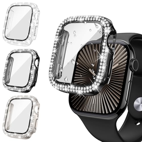 Neitra [3Stück Glitzer Diamanten Hülle für Apple Watch Series 10 42mm, Hart PC Bumper Case mit HD Gehärtetes Displayschutz Folie, Bling Schutzhülle Cover Smartwatch Zubehör für Frauen Mädchen Neitra [3Stück Glitzer Diamanten Hülle für Apple Watch Series 10 42mm, Hart PC Bumper Case mit HD Gehärtetes Displayschutz Folie, Bling Schutzhülle Cover Smartwatch Zubehör für Frauen Mädchen von Neitra