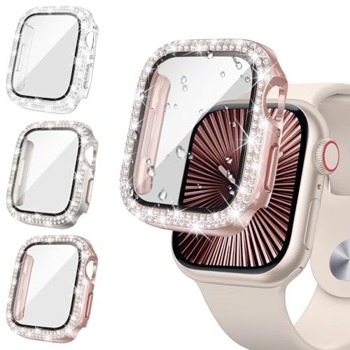 Neitra [3Stück Glitzer Diamanten Hülle für Apple Watch Series 10 42mm, Hart PC Bumper Case mit HD Gehärtetes Displayschutz Folie, Bling Schutzhülle Cover Smartwatch Zubehör für Frauen Mädchen Neitra [3Stück Glitzer Diamanten Hülle für Apple Watch Series 10 42mm, Hart PC Bumper Case mit HD Gehärtetes Displayschutz Folie, Bling Schutzhülle Cover Smartwatch Zubehör für Frauen Mädchen von Neitra