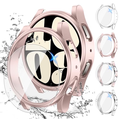 Neitra [4+4Stück] Gehäuse für Samsung Galaxy Watch 6 2023 40mm mit Displayschutzfolie, 4 Kratzfest Schutzfolie und 4 Hart PC Bumper Hülle Ultradünne Stoßfänge Gehäuse Case Cover für Galaxy Watch6 von Neitra