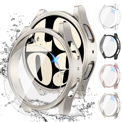 Neitra [4+4Stück] Gehäuse für Samsung Galaxy Watch 6 2023 40mm mit Displayschutzfolie, 4 Kratzfest Schutzfolie und 4 Hart PC Bumper Hülle Ultradünne Stoßfänge Gehäuse Case Cover für Galaxy Watch6 von Neitra