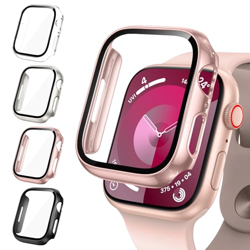 Neitra 4 Stück Hülle für Apple Watch Series 9 8 7 41mm Schutzhülle mit HD Glass Displayschutzfolie,Hart PC Voller Körper Kratzfest Gehäuse Cover für Apple Watch 41mm,Smartwatch Zubehör für Mann Frau Neitra 4 Stück Hülle für Apple Watch Series 9 8 7 41mm Schutzhülle mit HD Glass Displayschutzfolie,Hart PC Voller Körper Kratzfest Gehäuse Cover für Apple Watch 41mm,Smartwatch Zubehör für Mann Frau von Neitra