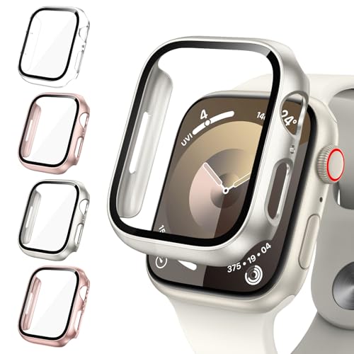 Neitra 4 Stück Hülle für Apple Watch Series 9 8 7 45mm Schutzhülle mit HD Glass Displayschutzfolie,Hart PC Voller Körper Kratzfest Gehäuse Cover für Apple Watch 45mm,Smartwatch Zubehör für Mann Frau Neitra 4 Stück Hülle für Apple Watch Series 9 8 7 45mm Schutzhülle mit HD Glass Displayschutzfolie,Hart PC Voller Körper Kratzfest Gehäuse Cover für Apple Watch 45mm,Smartwatch Zubehör für Mann Frau von Neitra