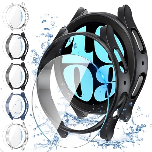 Neitra [5+5Stück] Samsung Galaxy Watch 6 2023 44mm Schutzhülle + Displayschutzfolie, 5 Kratzfest Schutzfolie und 5 Hart PC Bumper Hülle Ultradünne Stoßfänge Gehäuse Case Cover für Galaxy Watch6 von Neitra