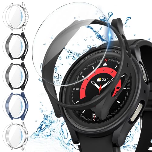 Neitra [5+5Stück] Samsung Galaxy Watch 6 2023 Schutzhülle + Displayschutzfolie 40mm Hülle, 5 Kratzfest Schutzfolie und 5 Hart PC Bumper Case Ultradünne Stoßfänge Gehäuse Cover für Galaxy Watch6 von Neitra