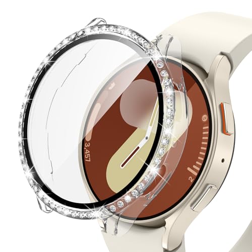 Neitra Bling Hülle für Samsung Galaxy Watch 7 44mm, Hart PC Bumper Crystal Diamond Cover mit HD Gehärtetes Displayschutz Folie, Bling Schutzhülle Cover Smartwatch Zubehör für Frauen Mädchen Neitra Bling Hülle für Samsung Galaxy Watch 7 44mm, Hart PC Bumper Crystal Diamond Cover mit HD Gehärtetes Displayschutz Folie, Bling Schutzhülle Cover Smartwatch Zubehör für Frauen Mädchen von Neitra