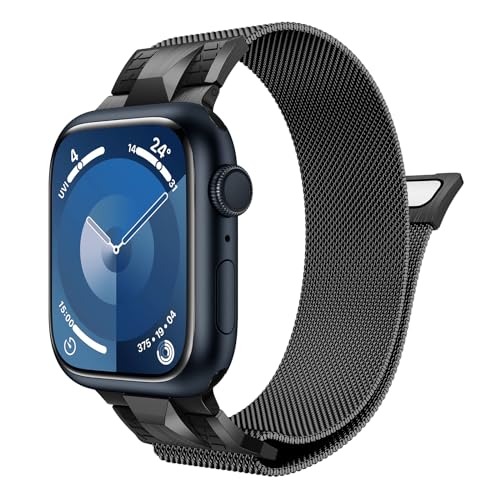 Neitra Metall Magnetisch Armband Kompatibel mit Apple Watch Armband 42mm 44mm 45mm 49mm, Edelstahl Mesh Einstellbar Ersatzarmband für iWatch Series 9/8/7/6/5/4/3/SE/Ultra Damen/Herren von Neitra