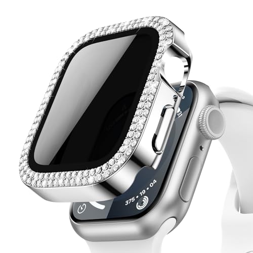 Neitra Privatsphäre Hülle für Apple Watch Series 6/5/4/SE 40mm, Glitzer Diamanten Hülle mit Anti-Spy HD Gehärtetes Displayschutz Folie, Bling Schutzhülle Cover Smartwatch Zubehör für Frauen Mädchen von Neitra