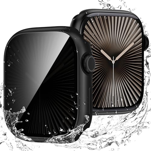 Neitra Wasserdichte Privatsphäre Hülle für Apple Watch Series 10 42mm,Schutzhülle mit Anti-Spionage HD Glass Displayschutzfolie,Hart PC Stoßfest Voller Körper Kratzfest Gehäuse Cover für iWatch 10 von Neitra