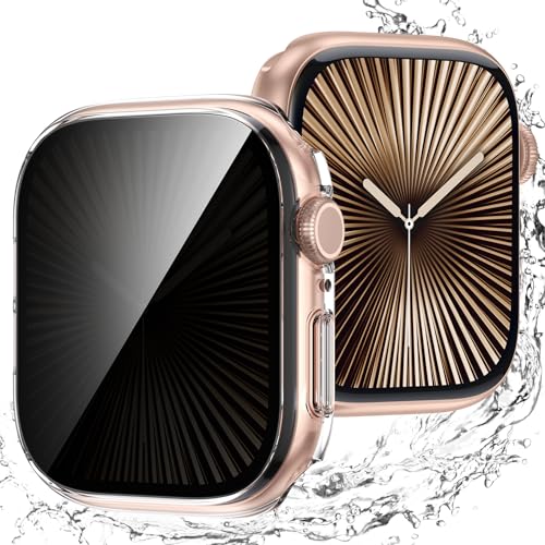 Neitra Wasserdichte Privatsphäre Hülle für Apple Watch Series 10 46mm,Schutzhülle mit Anti-Spionage HD Glass Displayschutzfolie,Hart PC Stoßfest Voller Körper Kratzfest Gehäuse Cover für iWatch 10 von Neitra