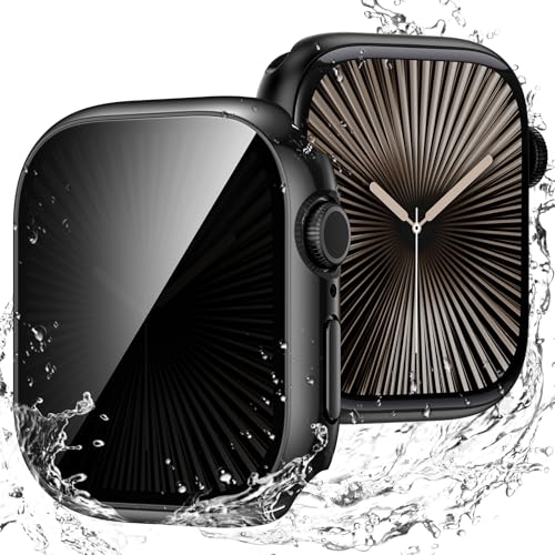 Neitra wasserdichte Privatsphäre Hülle für Apple Watch Series 10 46mm,Schutzhülle mit Anti-Spionage HD Glass Displayschutzfolie,Hart PC Stoßfest Voller Körper Kratzfest Gehäuse Cover für iWatch 10 von Neitra