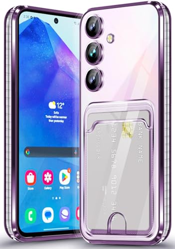 Handyhülle für Samsung Galaxy A55 Hülle mit Kartenfach Kameraschutz Galvanisierte Blitzabdeckung Handyhülle Samsung Galaxy A55 Hülle, Stoßfeste TransparentesSilikon TPUStoßstange A55 5GHülle (Lila) von Neivi