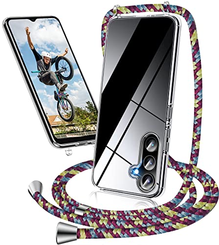 Handykette Hülle für Samsung Galaxy A14 Hülle mit Band, Necklace Handyhülle Samsung A14 mit Kordel mit Kette zum Umhängen Ultradünn Transparent Schutzhülle Case Hülle Samsung A14 5G Band (Farbe-2) von Neivi