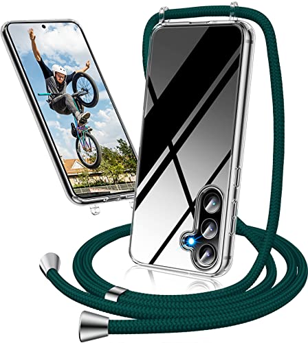 Handykette Hülle für Samsung Galaxy A54 Hülle mit Band, Transparent Necklace Handyhülle Samsung A54 mit Kette Kordel zum Umhängen dünn Durchsichtig Schutzhülle Case Hülle Samsung A54 Band (Grün) von Neivi