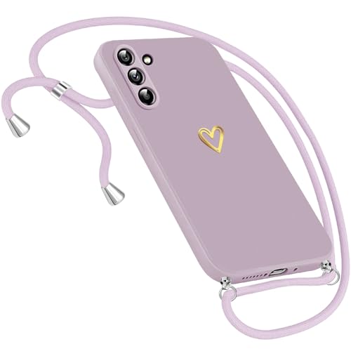 Handykette Hülle für Samsung Galaxy A56 Hülle mit Band Necklace, Herz Motiv Handyhülle für Samsung Galaxy A56 Hülle mit Kette, Kordel zum Umhängeband Ultra Dünn Schutzhülle Galaxy A56 Hülle (Lila) Handykette Hülle für Samsung Galaxy A56 Hülle mit Band Necklace, Herz Motiv Handyhülle für Samsung Galaxy A56 Hülle mit Kette, Kordel zum Umhängeband Ultra Dünn Schutzhülle Galaxy A56 Hülle (Lila) von Neivi